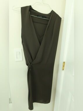 All Saints Aurie Ruched Draped Dress Green Size S
